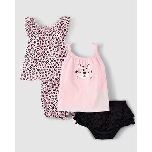 The‎ Children’s Place Baby Girls Leopard 4-Piece Playwear Set Size 0-3M
